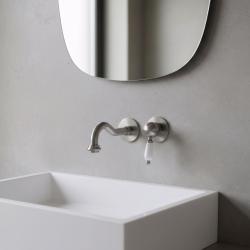 PB nostalgisk inbyggd tvättställsblandare Vintage utloppspip 21 cm rostfritt stål