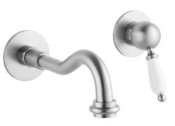 PB nostalgisk inbyggd tvättställsblandare Vintage utloppspip 21 cm rostfritt stål