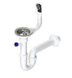 GraniteMy Avloppsset i rostfritt stål med rund överflöd inkl. vattenlås för enkel diskho 1208952965