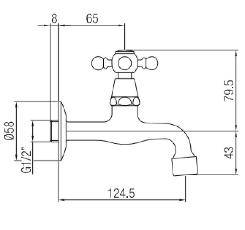 PB klassisk väggfontänkran med stjärnknopp kallvatten matt svart 1208952981