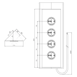 Energipelare med 4 jordade uttag svart 1208953219