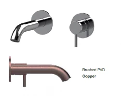 SB Round inbyggd tvättställsblandare borstad koppar PVD 132mm