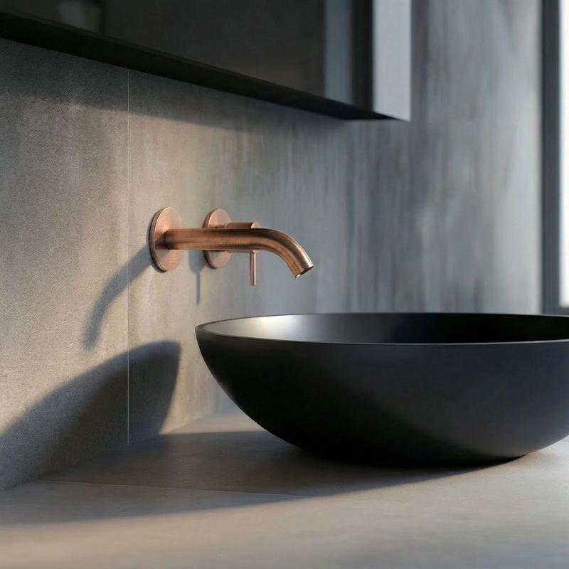 SB Round 316 inbyggd tvättställsblandare Borstad Koppar PVD 132mm