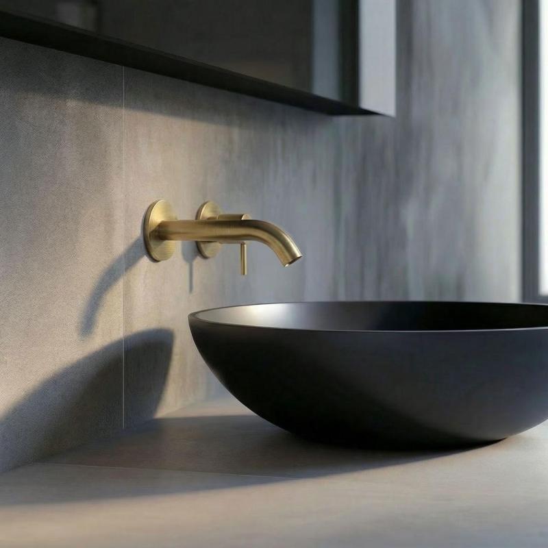 SB Round 316 inbyggd tvättställsblandare Borstad Mässing PVD 132mm