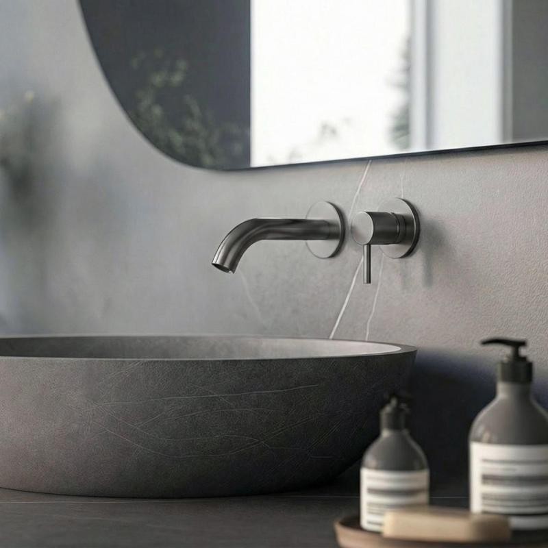 SB Round 316 inbyggd tvättställsblandare Gun Metal PVD 102mm