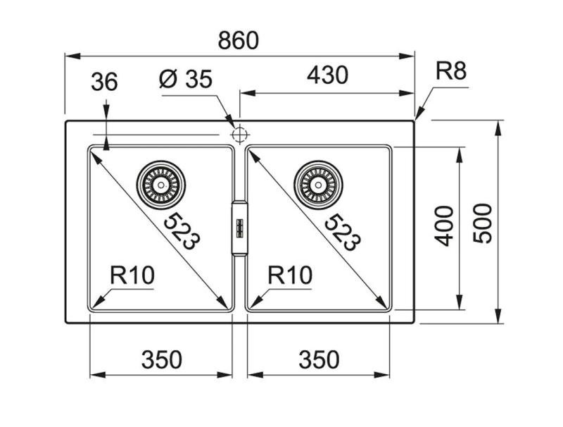 Franke Sirius 2 S2D 620 plast dubbel diskho svart överbyggnad 143.0634.552