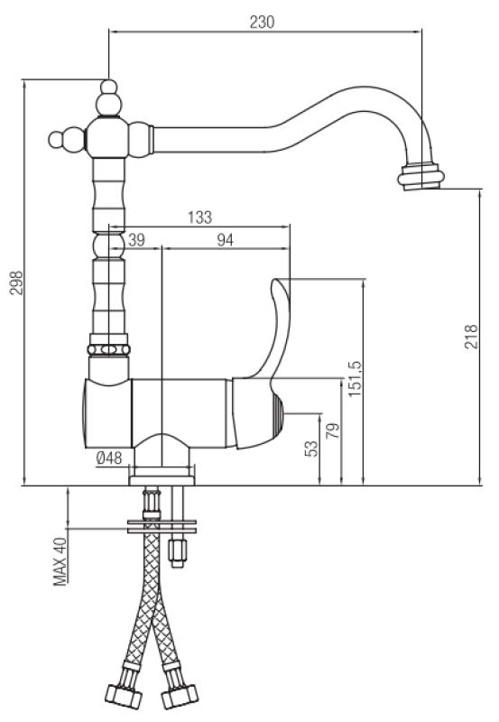 PB Vintage Nostalgisk köksblandare fönsterblandare fällbar krom 1208953755