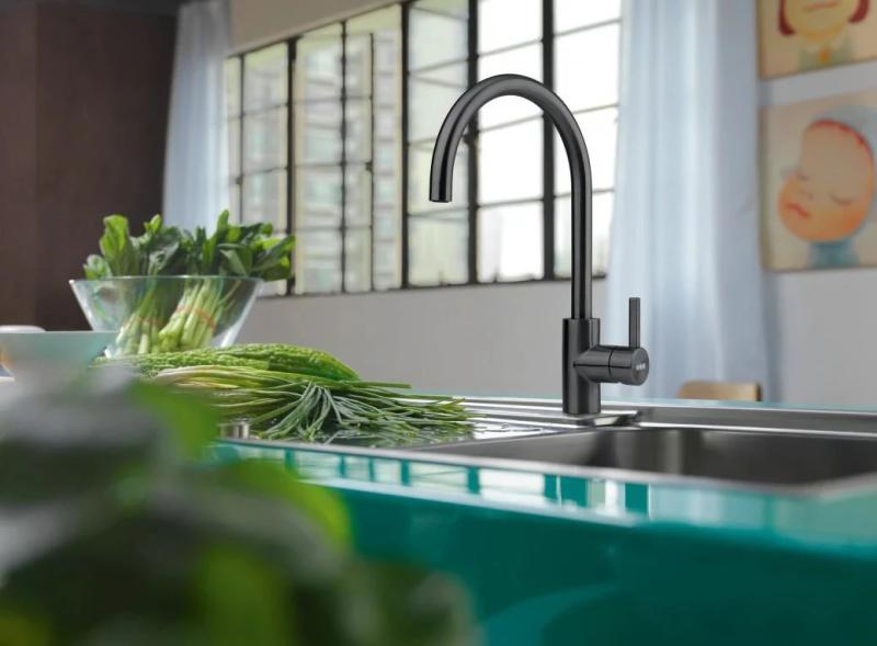 Franke Köksblandare Eos Neo svängbar pip borstad svart 115.0613.590