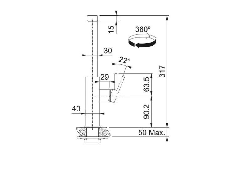 Franke borstad svart kökskran Mythos med svängbar pip 115.0550.441