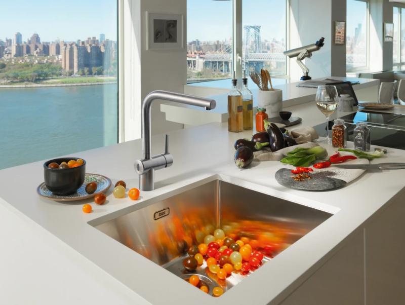 Franke massiv rostfritt stål sensor Kökskran Atlas Neo svängbar pip inox 115.0625.489