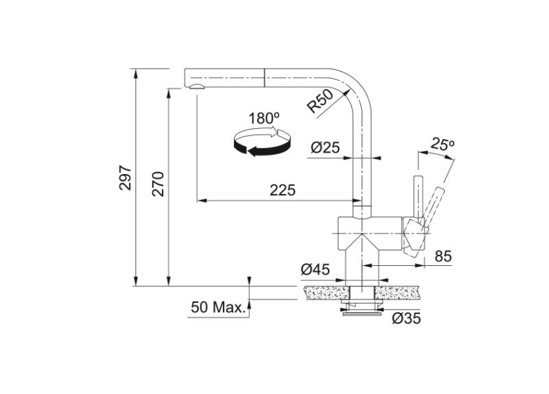 Franke borstad svart sensor Köksblandare Atlas Neo med utdragbar pip 115.0625.527