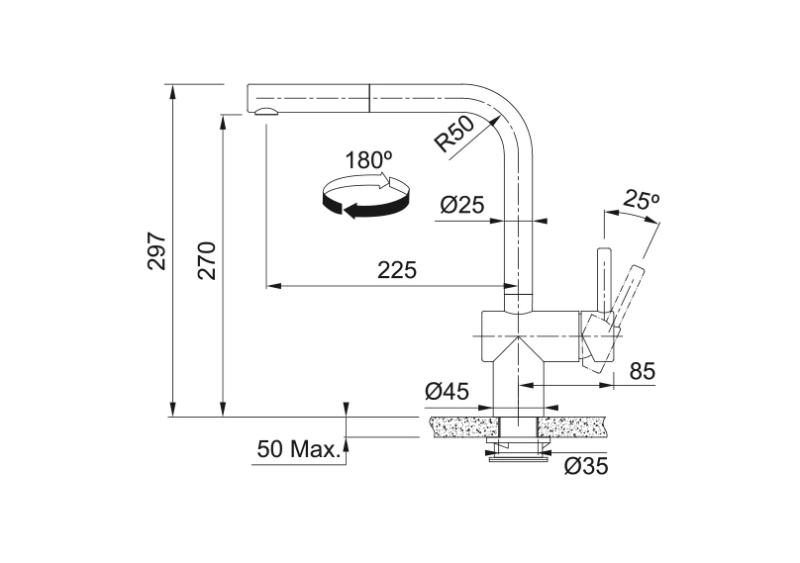 Franke borstad rostfri sensor Köksblandare Atlas Neo med utdragbar pip inox 115.0625.523