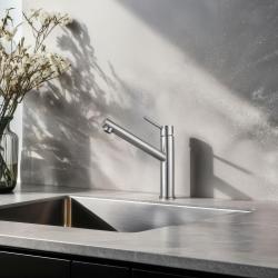 Franke Orbit massiv rostfritt stål hög Kökskran med svängbar pip inox 115.0600.928