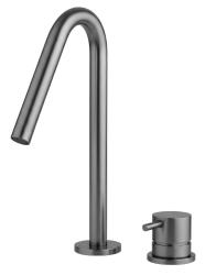 Waterevolution Flow 2-håls handfatskran PVD Gun Metal med liten V 120 mm utlopp T1121VGME