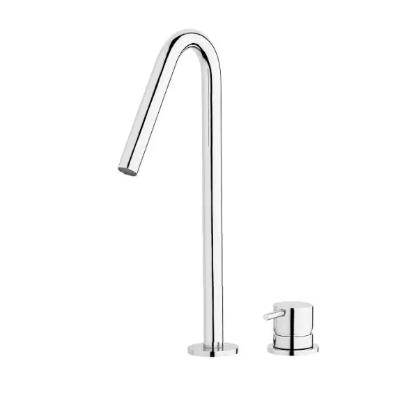 Waterrevolution Flow 2-håls tvättställsblandare krom med hög V 120mm pip T1122V01