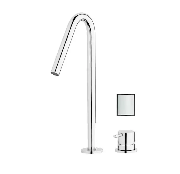 Waterevolution Flow 2-håls tvättställsblandare vit med hög V 120mm pip T1122VBR