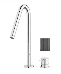 Waterrevolution Flow 2-håls tvättställsblandare PVD Gun Metal med hög V 120mm pip T1122VGME