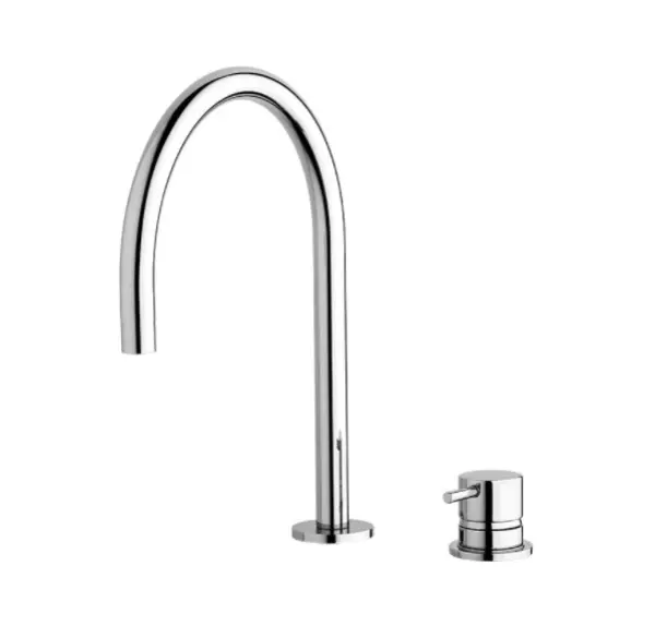 Waterevolution Flow 2-håls tvättställsblandare krom med låg U 113mm pip T1121U01