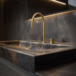 Waterevolution Flow 2-håls tvättställsblandare borstad mässing T1121ULE