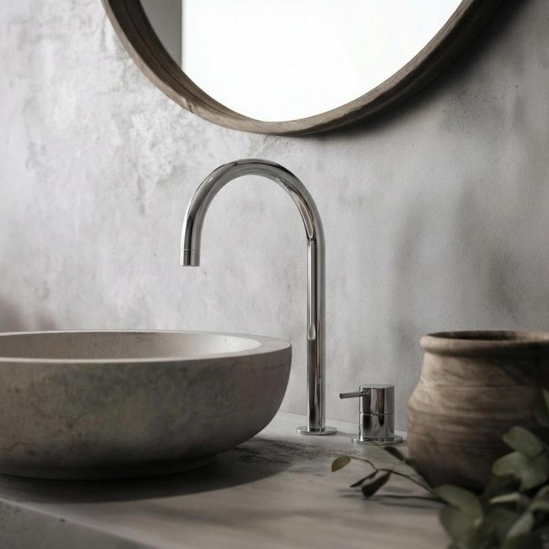 Waterevolution Flow 2-håls tvättställsblandare krom med låg U 200mm pip T1122U01