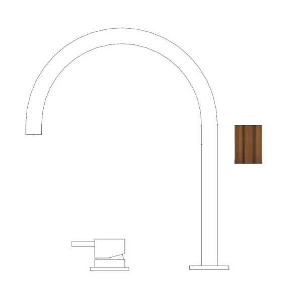 Waterevolution Flow 2-håls tvättställsblandare PVD borstad koppar med hög U 200mm pip T1122UCPE