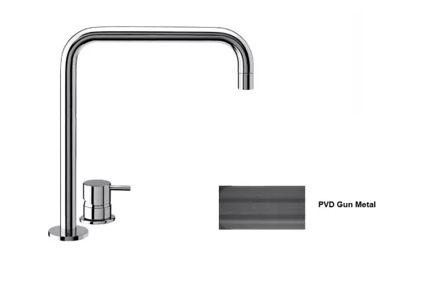 Waterrevolution Flow 2-håls tvättställsblandare hög pip 222 PVD Gun Metal T122HGME