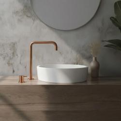 Waterevolution Flow 2-håls tvättställsblandare hög pip 222 PVD Borstad Koppar T122HCPE