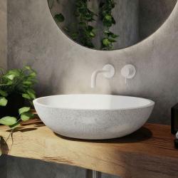 Waterevolution Flow inbyggd tvättställsblandare vit utloppspip 10cm T116BBR-10