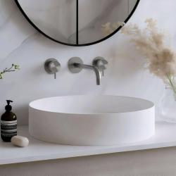 Waterevolution Flow 3-håls infälld tvättställsblandare Helt i rostfritt stål med utlopp 15 cm T1163FIE-15