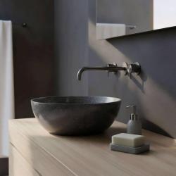 Waterevolution Flow 3-håls infälld tvättställsblandare PVD Gun metal med utlopp 25 cm T1163FGME-25