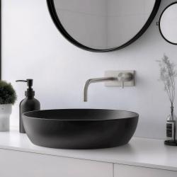 Waterevolution Flow inbyggd tvättställsblandare med täckplatta helt i rostfritt stål med utlopp 15 cm T1161BIE-15