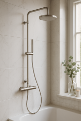 Waterevolution Flow duschset med termostat och regndusch helt i rostfritt stål T141TIE