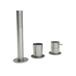 Waterevolution Flow 3-håls badblandare för badkarskantmontering rostfritt stål T138SBIE