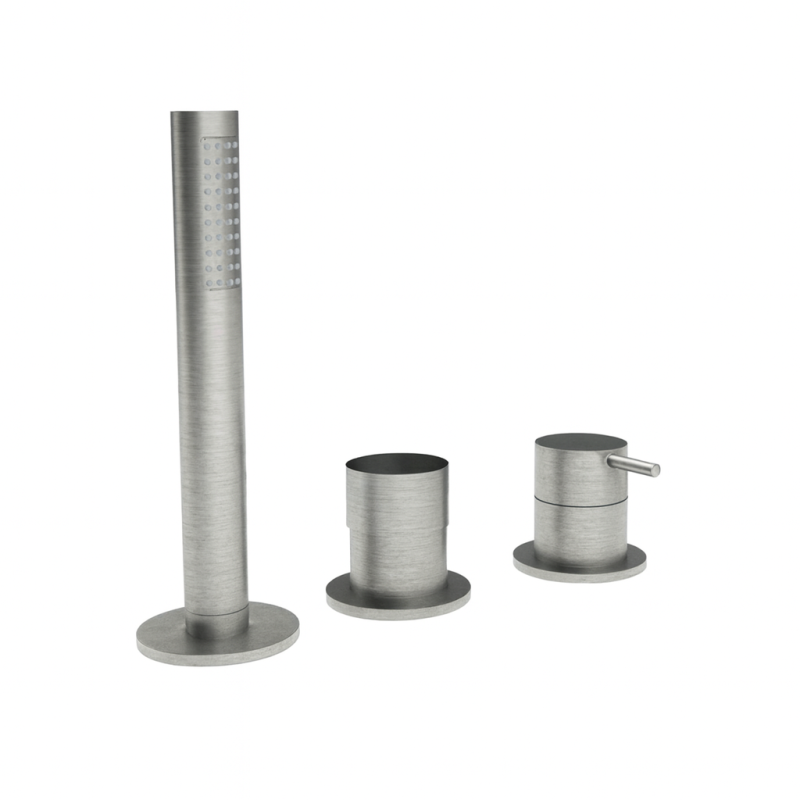 Waterevolution Flow 3-håls badblandare för badkarskantmontering rostfritt stål T138SBIE