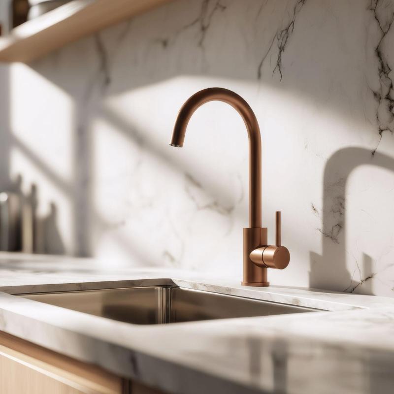 Quadri York köksblandare PVD borstad koppar med svängbar pip 1208955906