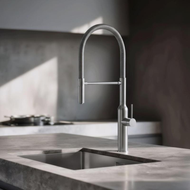 Quadri Stamford hög köksblandare med flexibel pip RVS 1208956080