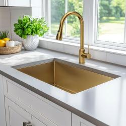 Quadri Stamford köksblandare guld med utdragbar pip och sprutläge 1208956093