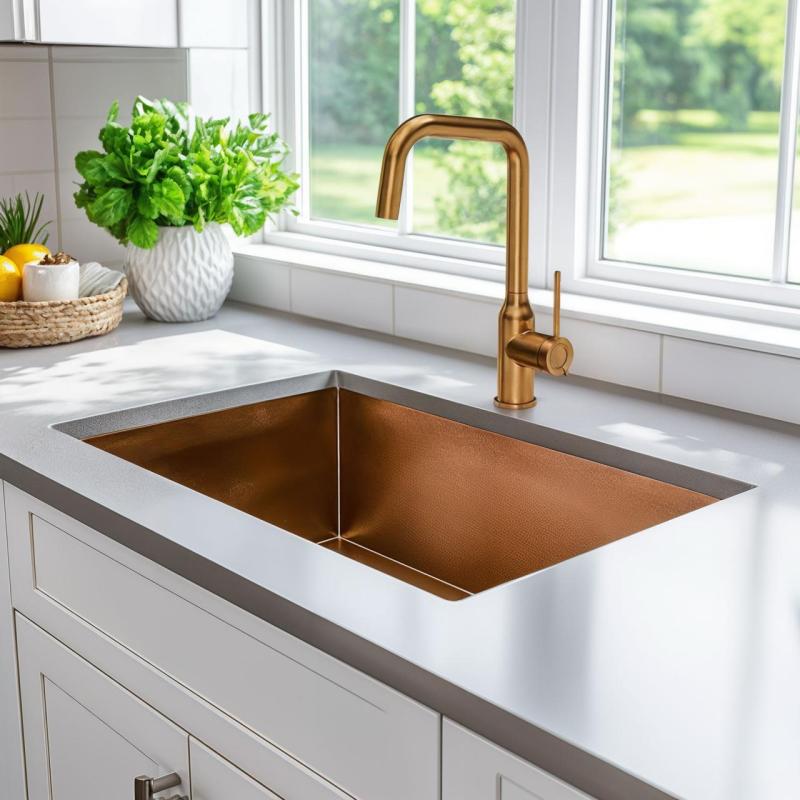 Quadri Stamford köksblandare PVD koppar med svängbar vinkelutlopp 1208956099