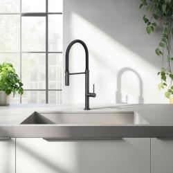 Quadri Brighton köksblandare gun metal med flexibel svart pip 1208956104