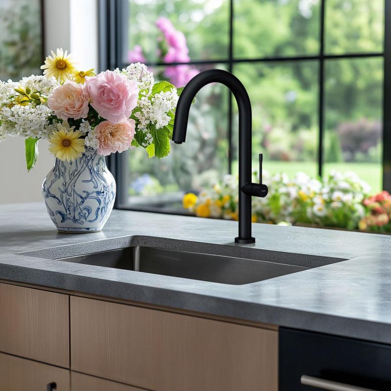 Quadri Brighton köksblandare matt svart med svängbar pip 1208956107