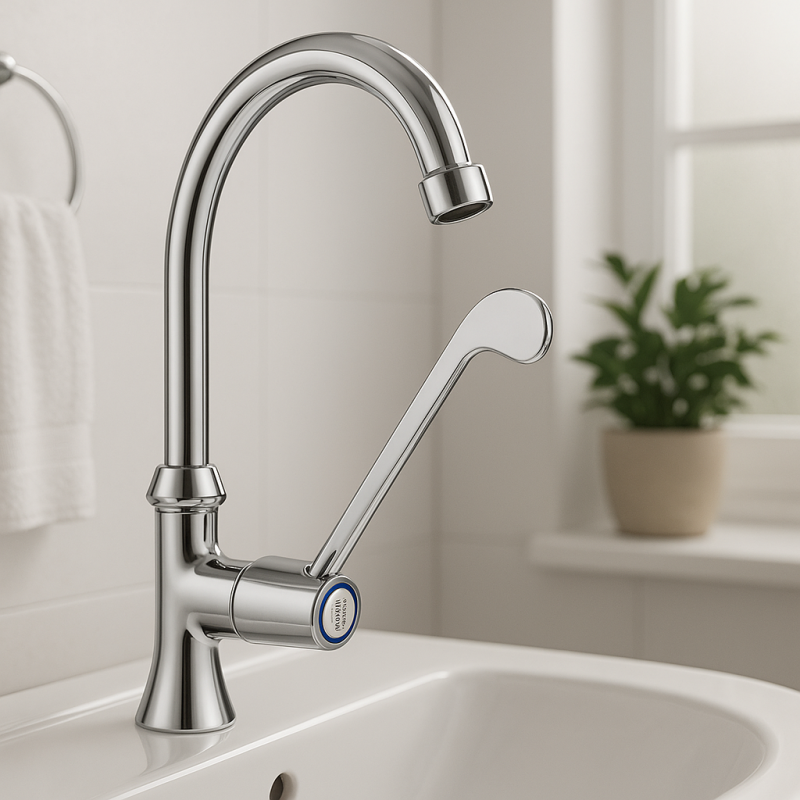 PB Clinic handikappanpassad fontänkran kallvattenkran med långt handtag krom hög modell 1208956277