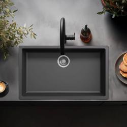 Svart stor diskho 70x40 cm undermonterad, ovanpå monterad och planmonterad med rostfri plugg 1208956400