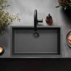 Svart stor diskho 70x40cm undermontering, ovanpåmontering och planmontering med svart plugg 1208956401