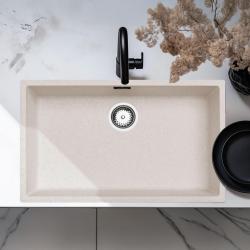 Sandfärgad stor diskho 70x40 cm för undermontering, ovanpå montering och planmontering med rostfri plugg 1208956404