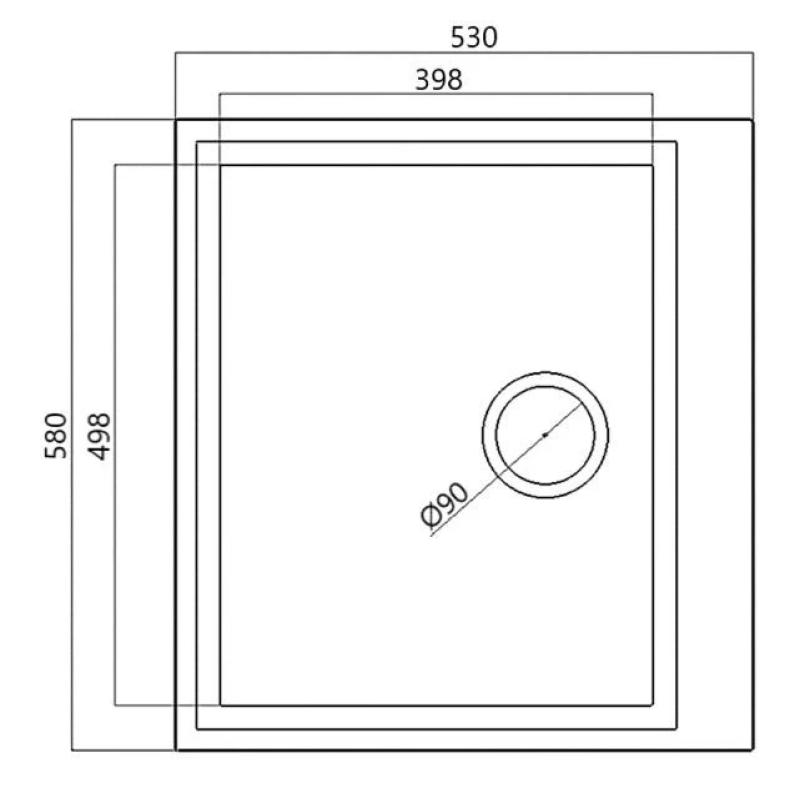 Svart installationshandfat 58x53 cm med kranhål och svart propp 1208956761