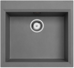 Betongrå inbyggd diskho 58x53cm med kranhålsbänk med rostfri plugg 1208956771