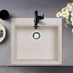 Zand creme uppbyggnad handfat 58x53cm med kranhålsbank med rostfri plugg 1208956773