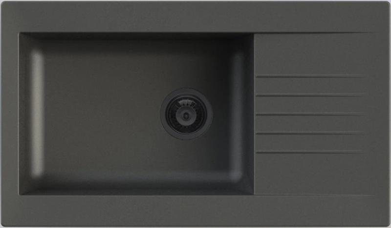 Ausmann Fibre stor svart plastdiskho, vändbar med avrinning, övermontering 86x50 cm med svart plugg 1208956781