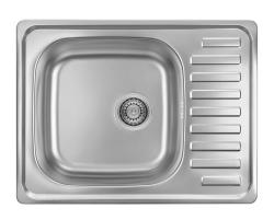 Ausmann Basic rostfri ståldiskbänk med avrinningsyta, vändbar, 64x48 cm inklusive vattenlås 1208956968