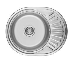 Ausmann Basic rostfri stål infällningsdiskbänk med avrinningsyta vändbar 57x45 cm inklusive sifon 1208956973